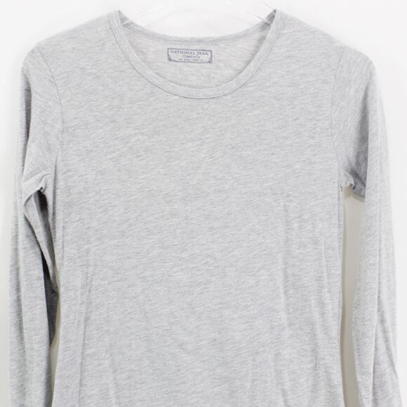 90s Vintage NATIONAL JEAN COMPANY Gray Long Sleeve T-Shirt - Picture 7 of 11